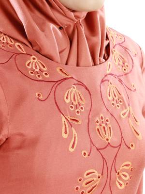 MyBatua Orange Viscose Arabian Dailywear Islamic Muslim Long Abaya With Hijab 2