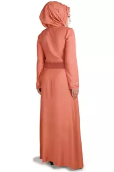 MyBatua Orange Viscose Arabian Dailywear Islamic Muslim Long Abaya With Hijab