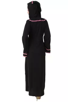MyBatua Black Polyester Arabian Dailywear Islamic Muslim Long Abaya With Hijab