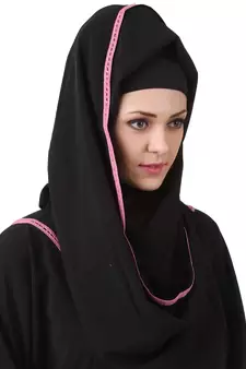 MyBatua Black Polyester Arabian Dailywear Islamic Muslim Long Abaya With Hijab