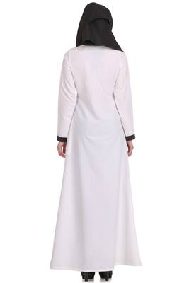 MyBatua White Polyester Arabian Dailywear Islamic Muslim Long Abaya With Hijab 2