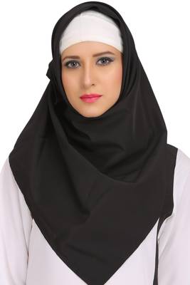 MyBatua White Polyester Arabian Dailywear Islamic Muslim Long Abaya With Hijab 3