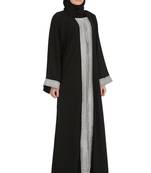 Black Polyester Embellished Arabian Abaya