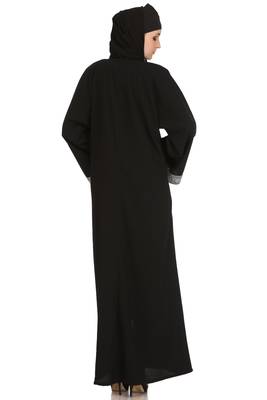 Black Polyester Embellished Arabian Abaya 2