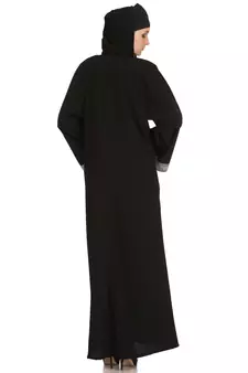 Black Polyester Embellished Arabian Abaya