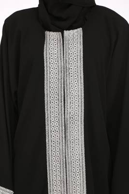 Black Polyester Embellished Arabian Abaya 3