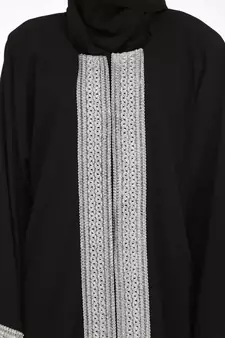 Black Polyester Embellished Arabian Abaya