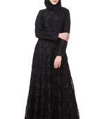 MyBatua Black Polyester Arabian Dailywear Islamic Muslim Long Abaya With Hijab