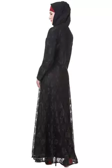 MyBatua Black Polyester Arabian Dailywear Islamic Muslim Long Abaya With Hijab
