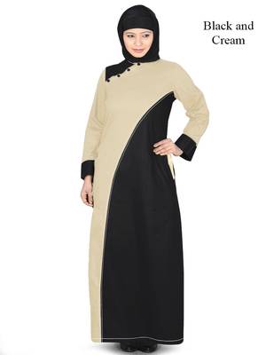 MyBatua Multicolor Cotton Arabian Dailywear Islamic Muslim Long Abaya With Hijab 1