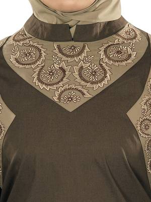 MyBatua Brown Cotton Arabian Dailywear Islamic Muslim Long Abaya With Hijab 2