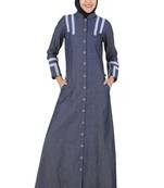 MyBatua Grey Denim Arabian Dailywear Islamic Muslim Long Abaya With Hijab