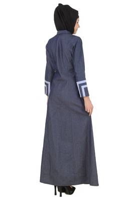 MyBatua Grey Denim Arabian Dailywear Islamic Muslim Long Abaya With Hijab 2