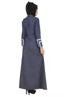 MyBatua Grey Denim Arabian Dailywear Islamic Muslim Long Abaya With Hijab