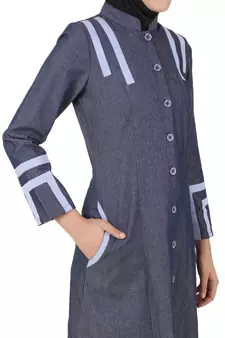 MyBatua Grey Denim Arabian Dailywear Islamic Muslim Long Abaya With Hijab