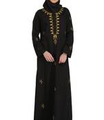 MyBatua Black Cotton Arabian Dailywear Islamic Muslim Long Abaya With Hijab