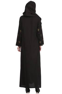 MyBatua Black Cotton Arabian Dailywear Islamic Muslim Long Abaya With Hijab 2