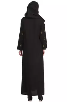 MyBatua Black Cotton Arabian Dailywear Islamic Muslim Long Abaya With Hijab