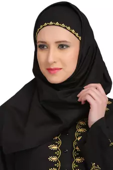 MyBatua Black Cotton Arabian Dailywear Islamic Muslim Long Abaya With Hijab