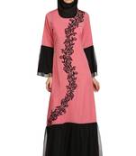 MyBatua Pink Polyester Arabian Dailywear Islamic Muslim Long Abaya With Hijab