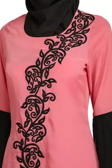 MyBatua Pink Polyester Arabian Dailywear Islamic Muslim Long Abaya With Hijab