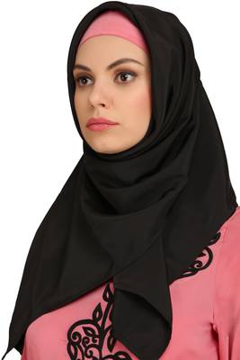 MyBatua Pink Polyester Arabian Dailywear Islamic Muslim Long Abaya With Hijab 4