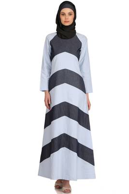 MyBatua Blue Chambray Arabian Dailywear Islamic Muslim Long Abaya With Hijab 1