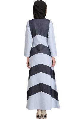 MyBatua Blue Chambray Arabian Dailywear Islamic Muslim Long Abaya With Hijab 2