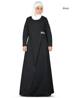 MyBatua Black Cotton Arabian Dailywear Islamic Muslim Long Abaya With Hijab 1