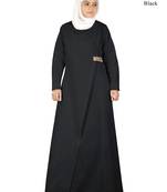 MyBatua Black Cotton Arabian Dailywear Islamic Muslim Long Abaya With Hijab