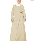 MyBatua Cream Cotton Arabian Dailywear Islamic Muslim Long Abaya With Hijab