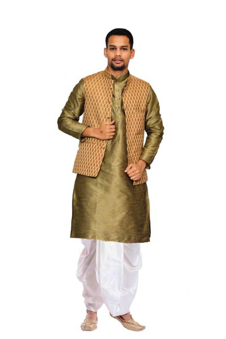Copper Silk Ethnic Indian Traditional Mens Festive Wear Dhoti