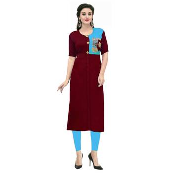 Maroon rayon party-wear-kurtis 1