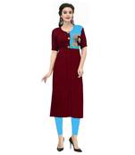 Maroon rayon party-wear-kurtis