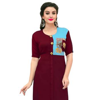 Maroon rayon party-wear-kurtis 3