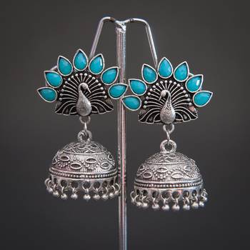 Tribal german silver jhumki earring 1