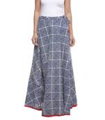 Grey Indigo print Cotton Long Wrap Skirt