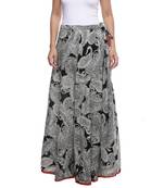 BlackIndigo print Cotton Long Wrap Skirt