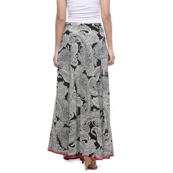 BlackIndigo print Cotton Long Wrap Skirt 2
