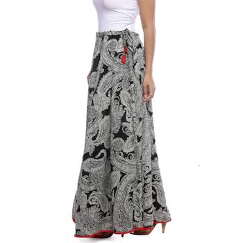 BlackIndigo print Cotton Long Wrap Skirt 4