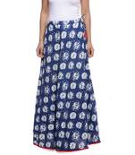 Blue Indigo print Cotton Long Wrap Skirt