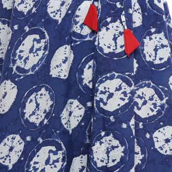 Blue Indigo print Cotton Long Wrap Skirt 5