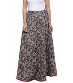 Brown  print Cotton Long Wrap Skirt