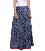 Blue Indigo print Cotton Long Wrap Skirt