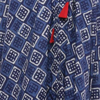 Blue Indigo print Cotton Long Wrap Skirt 5