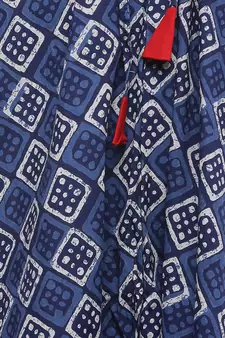 Blue Indigo print Cotton Long Wrap Skirt