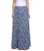 Blue Indigo print Cotton Long Wrap Skirt
