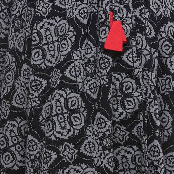 Black Indigo print Cotton Long Wrap Skirt 5