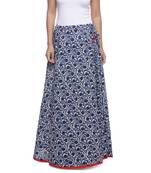 Blue Indigo print Cotton Long Wrap Skirt