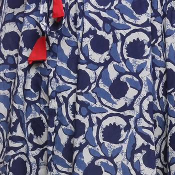 Blue Indigo print Cotton Long Wrap Skirt 5